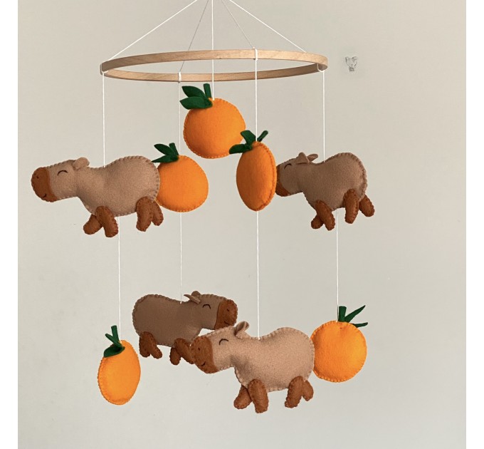 Capybara and Clementine Baby Crib Mobile gender neutral nursery mobile