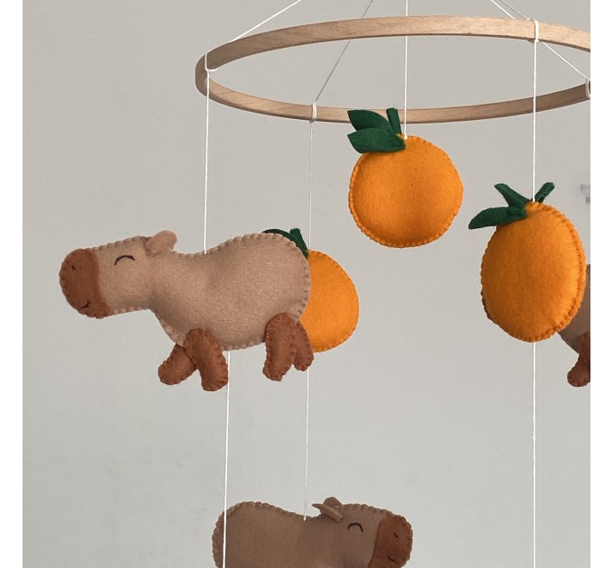 Capybara and Clementine Baby Crib Mobile gender neutral nursery mobile