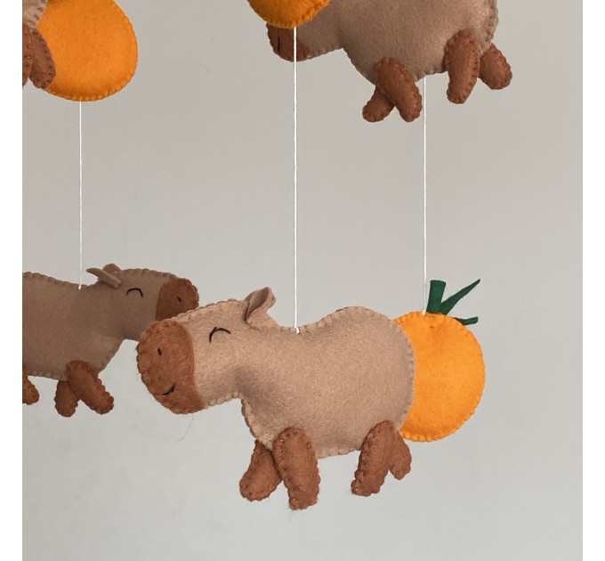 Capybara and Clementine Baby Crib Mobile gender neutral nursery mobile