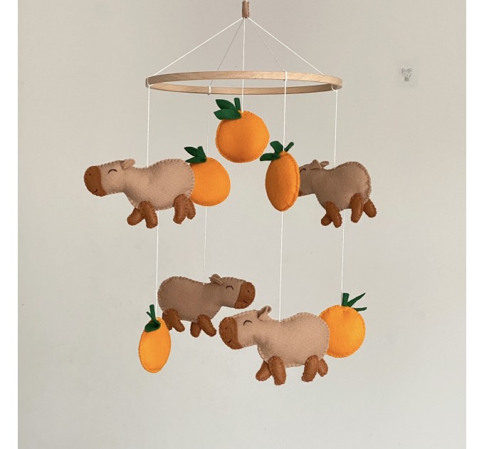 Capybara and Clementine Baby Crib Mobile gender neutral nursery mobile