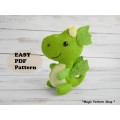 Dragon felt pattern PDF Cute Fantasy toy sewing tutorial Christmas ornament