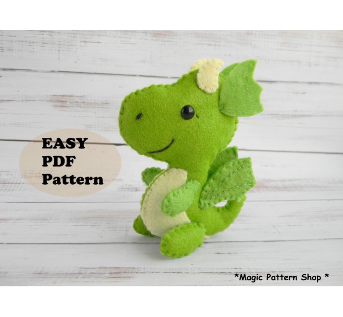 Dragon felt pattern PDF Cute Fantasy toy sewing tutorial Christmas ornament