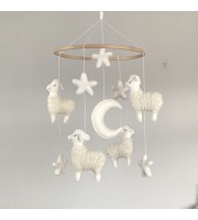 Lamb baby crib mobile