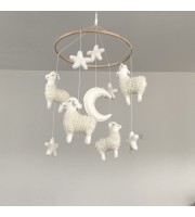 Lamb baby crib mobile