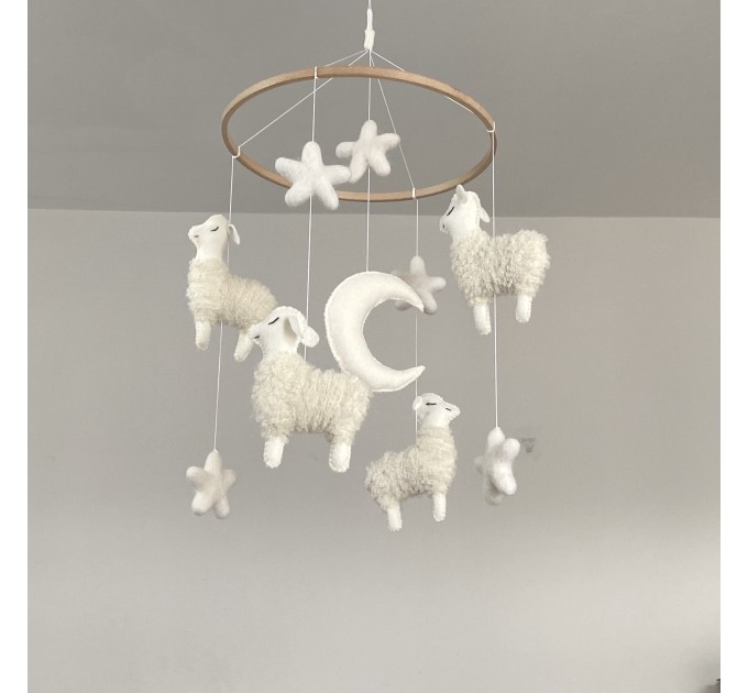 Lamb baby  crib mobile Sheep nursery mobile Neutral nursery decor Baby shower gift