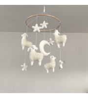 Lamb baby crib mobile