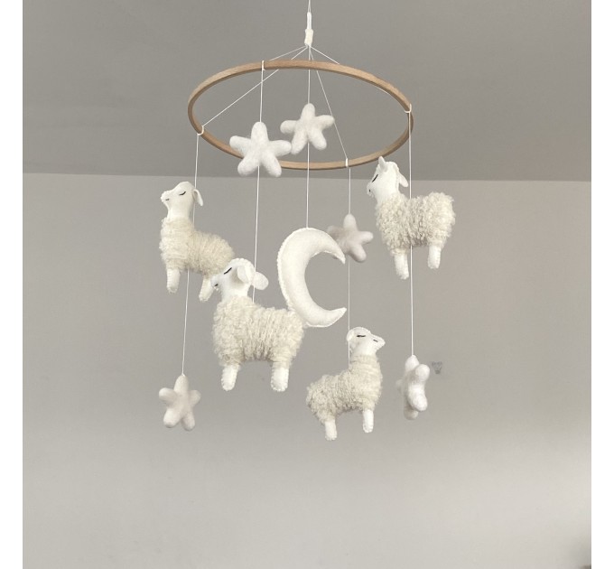 Lamb baby  crib mobile Sheep nursery mobile Neutral nursery decor Baby shower gift