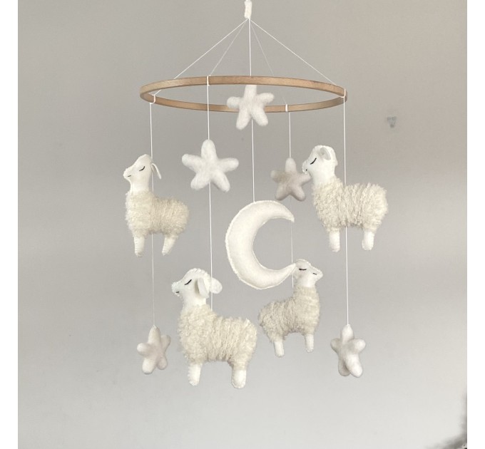 Lamb baby  crib mobile Sheep nursery mobile Neutral nursery decor Baby shower gift