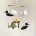 Loon bird and Trees baby  crib mobile Woodland nursery mobile Camping cot mobile