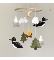 Loon birds and Trees baby crib mobile