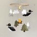 Loon bird and Trees baby  crib mobile Woodland nursery mobile Camping cot mobile