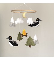 Loon birds and Trees baby crib mobile