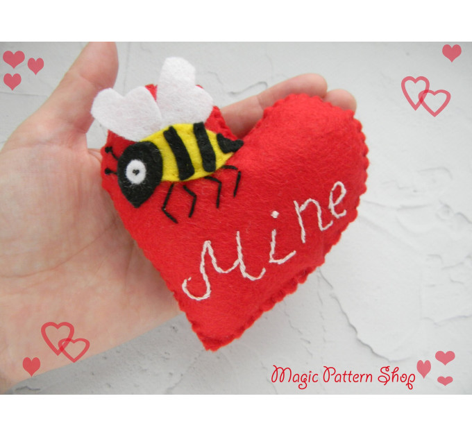 Bee Mine Felt Heart Ornament PDF Pattern
