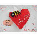 Bee Mine Felt Heart Ornament PDF Pattern