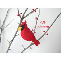 Christmas Cardinal ornament Felt cardinal Red male cardinal Easy Sewing PDF Pattern Felt Bird Plush Bird Cardinal lover Instant Download