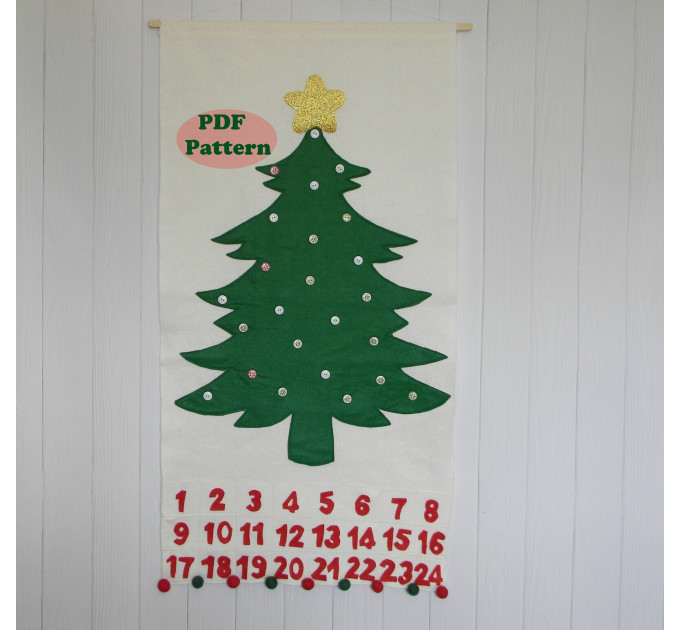 This listing is for the PDF pattern and tutorial of ChristmasTree Advent Calendar.
