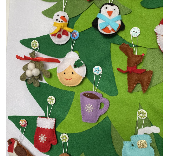 Christmas Tree Advent Calendar with 24 Ornament