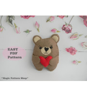 Felt Bear Ornament PDF Pattern. DIY Valentine Decor