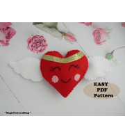 Felt Heart Angel Ornament Sewing PDF Pattern: Valentine's Day Decor 