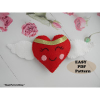 Felt Heart Angel Ornament Sewing PDF Pattern: Valentine's Day Decor 