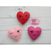 Felt Heart Ornament Pattern: Kawaii Valentine's Garland (PDF Pattern)