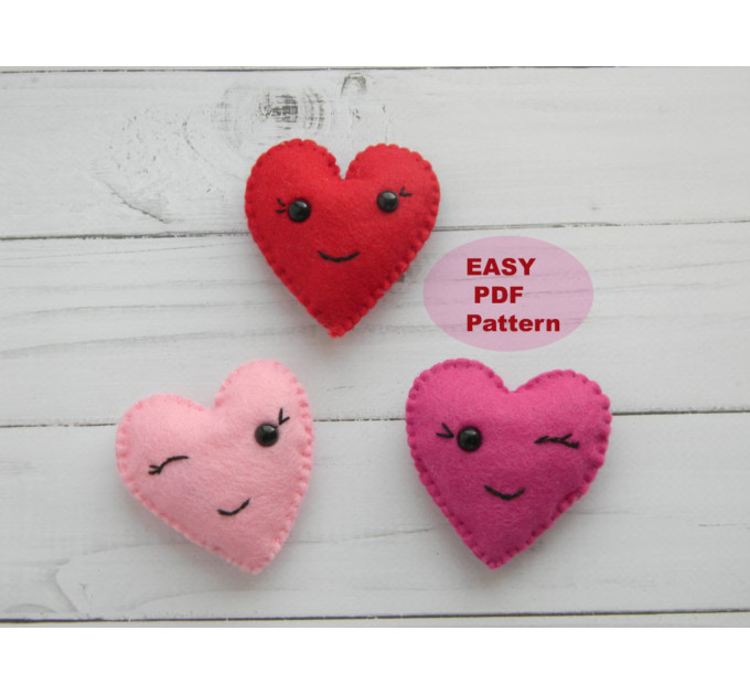 Felt Heart Ornament Pattern: Kawaii Valentine's Garland (PDF Pattern)