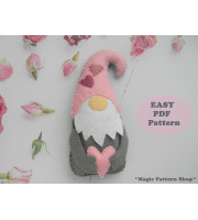 Valentine Gnome Felt Pattern: Heart Ornament Sewing (PDF Pattern)
