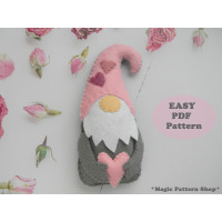 Valentine Gnome Felt Pattern: Heart Ornament Sewing (PDF Pattern)