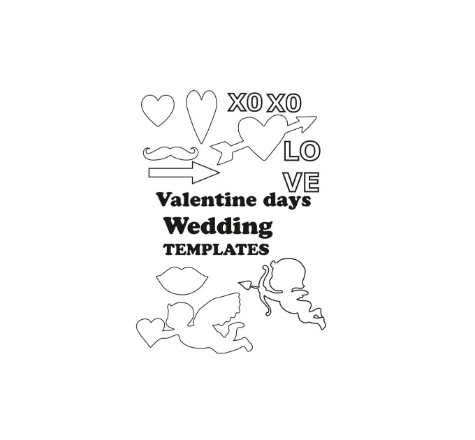 Valentine Ornaments Templates: Heart, Angel, Lips (PDF Pattern)