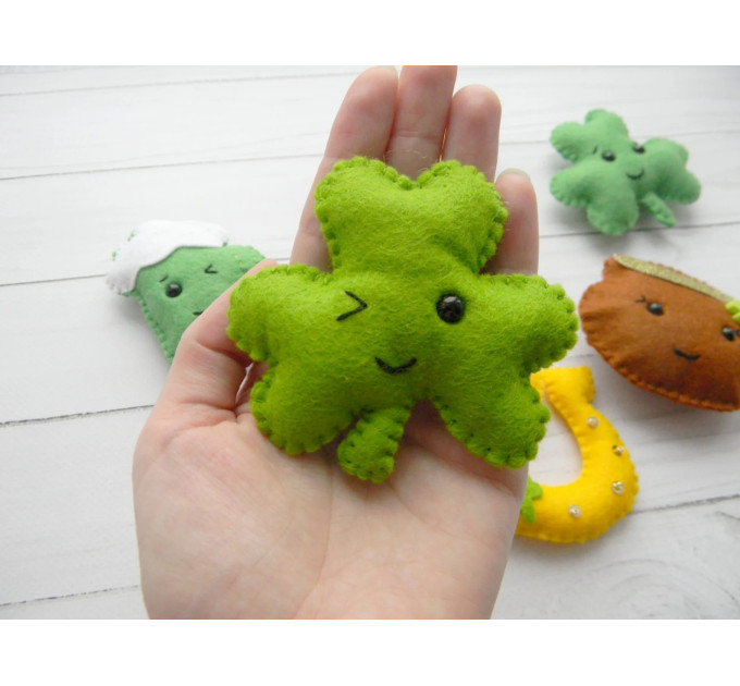 Felt St. Patrick's Day Ornament Pattern Set: Shamrock, Leprechaun (PDF Pattern)