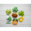 Felt St. Patrick's Day Ornament Pattern Set: Shamrock, Leprechaun (PDF Pattern)
