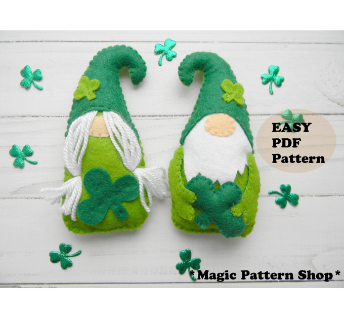 St Patrick's Day Gnome Felt Ornament Sewing Pattern (PDF Pattern)