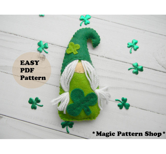 St Patrick's Day Gnome Felt Ornament Sewing Pattern (PDF Pattern)