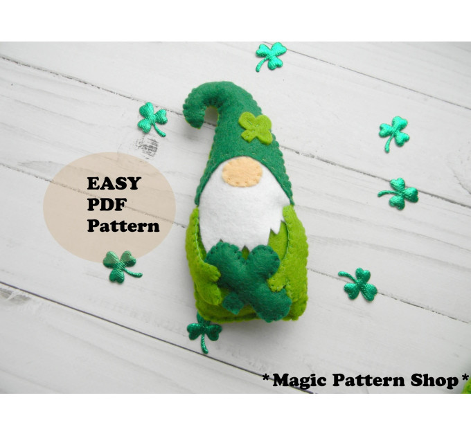St Patrick's Day Gnome Felt Ornament Sewing Pattern (PDF Pattern)