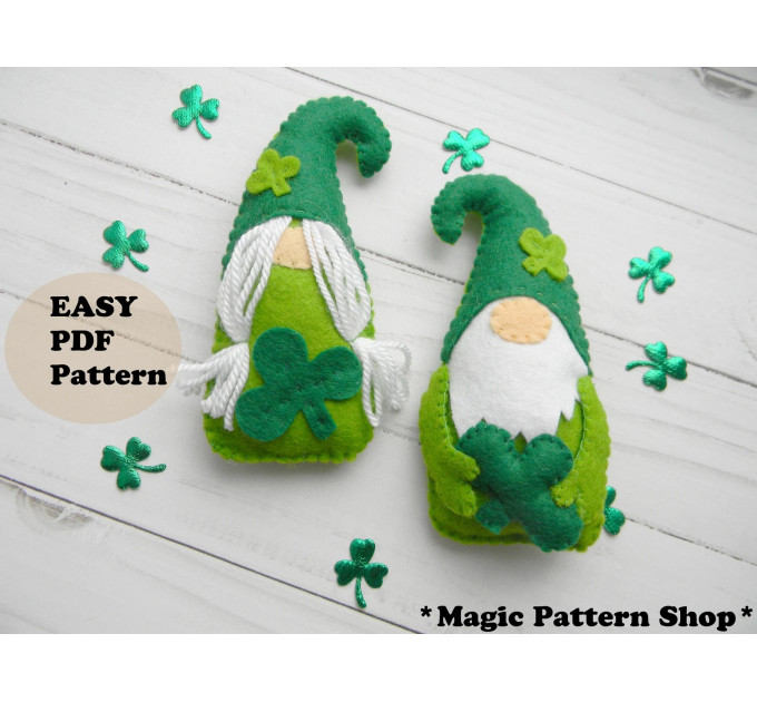St Patrick's Day Gnome Felt Ornament Sewing Pattern (PDF Pattern)