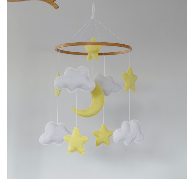 Celestial Moon and Stars Handmade Celestial Baby Mobile — Moon, Stars & Clouds