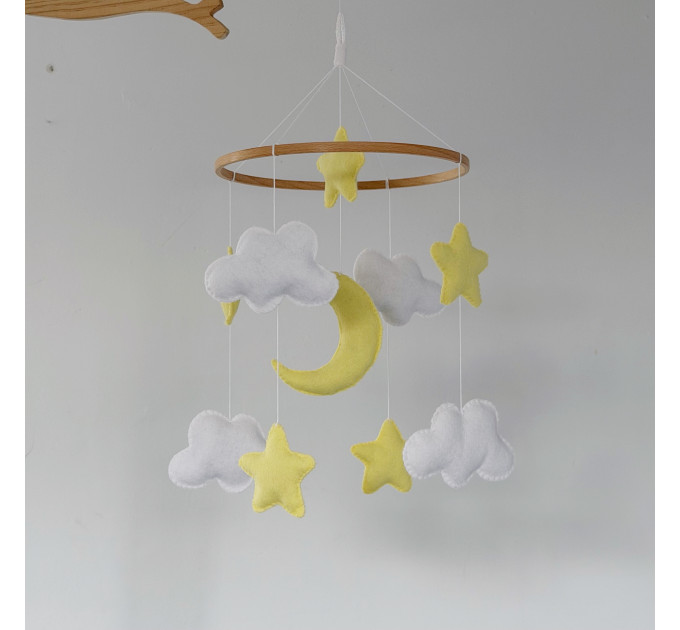 Celestial Moon and Stars Handmade Celestial Baby Mobile — Moon, Stars & Clouds