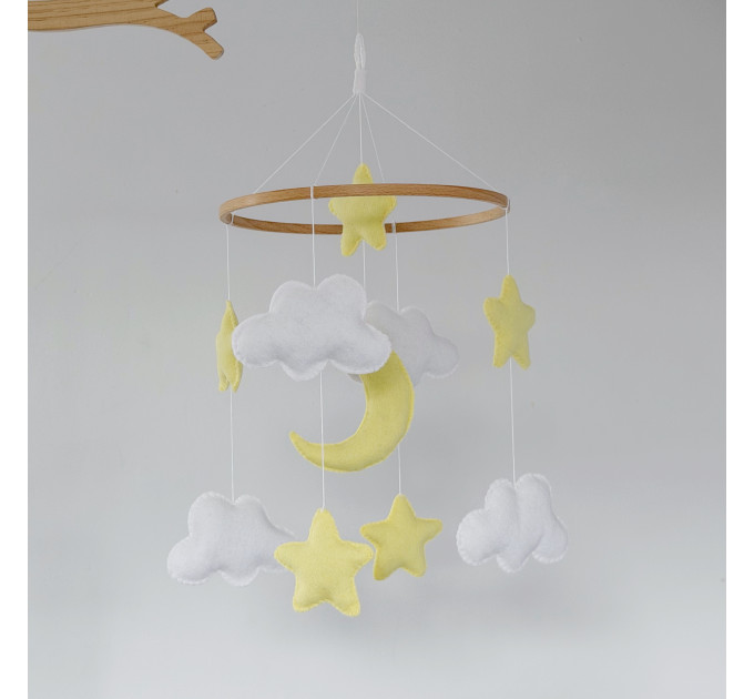 Celestial Moon and Stars Handmade Celestial Baby Mobile — Moon, Stars & Clouds