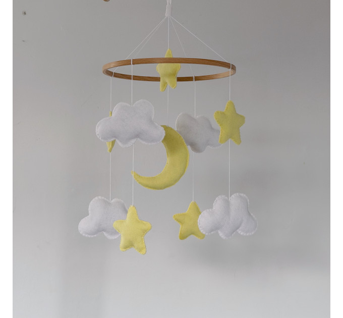 Celestial Moon and Stars Handmade Celestial Baby Mobile — Moon, Stars & Clouds