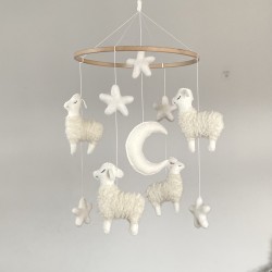 Lamb baby crib mobile